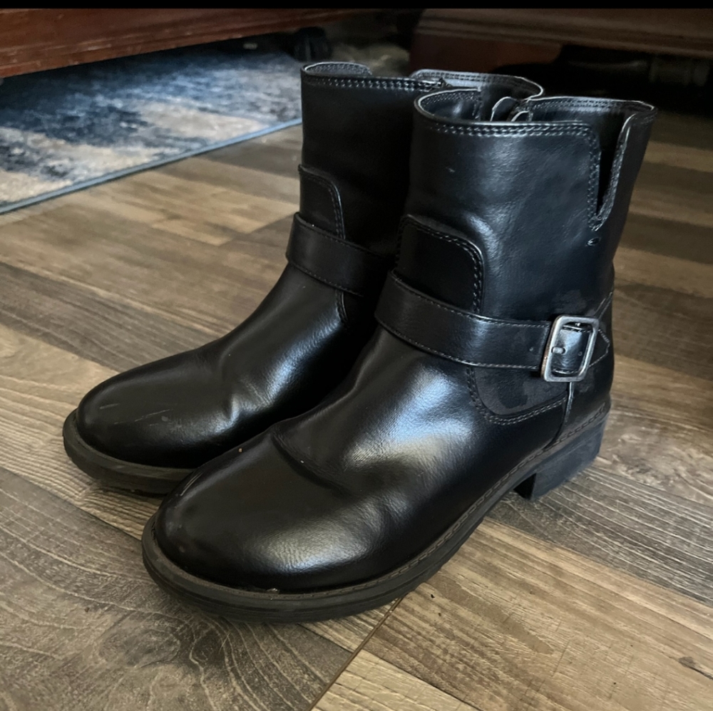Black leather boots